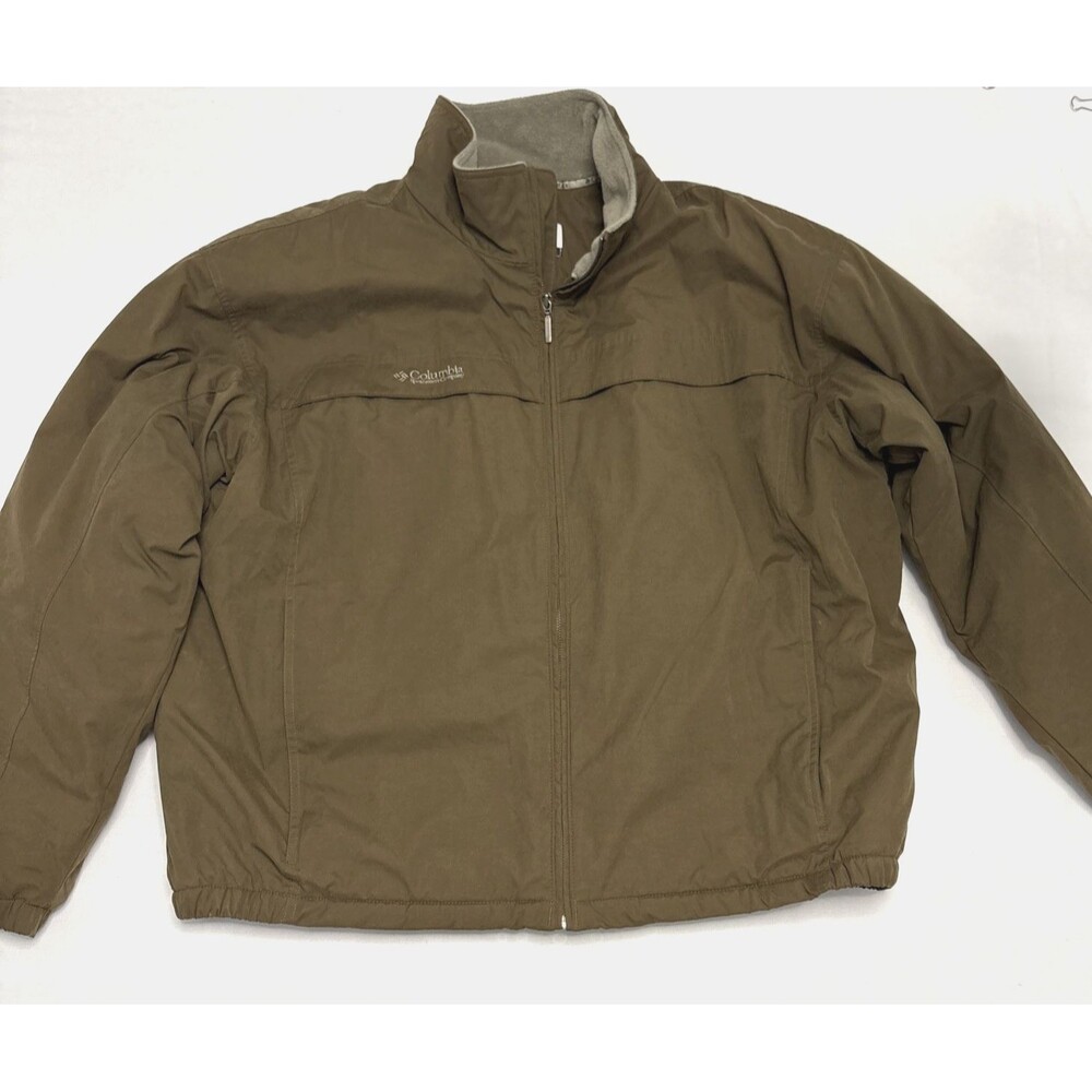 Columbia Fleece Lined Jacket Mens XXL Brown Full Zip Outdoor Coat